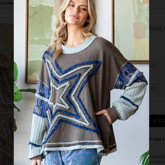 Oli and Hali “ San Juan 2 “ Oli & Hali Mixed Fabric Star Patch Top 36 - Picture 8 of 11